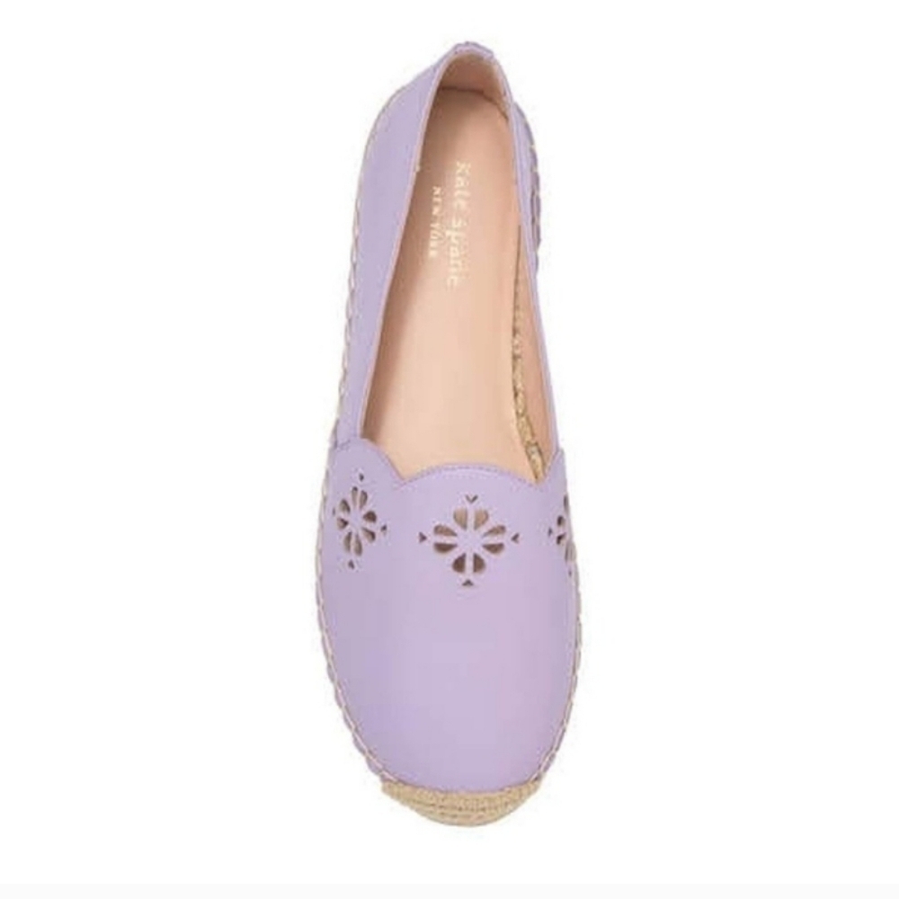 Kate Spade Gillian Espadrille Flat Platform Leather Lilac